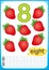 Printable worksheet for kindergarten and preschool. harvest of ripe berries and fruits. We count and write numbers from 1 to 10