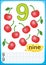 Printable worksheet for kindergarten and preschool. harvest of ripe berries and fruits. We count and write numbers from 1 to 10