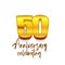 PrintAnniversary 50. gold 3d numbers. Poster template for Celebrating 50th anniversary event party. Vector illustration