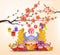 PrintChinese New Year 2021 - Lantern and plum blossom Background. Year of the Ox Chinese translation Happy Chinese New Year, Year