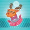 PrintChristmas deer in hipster glasses