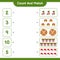PrintCount and match, count the number of Hat, Bell, Sock, and match with the right numbers. Educational children game, printable