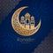 PrintCrescent Islamic with Hanging Lantern for Ramadan Kareem and eid mubarak. Golden Half Moon pattern,background.vector