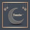 PrintCrescent Islamic with Hanging Lantern for Ramadan Kareem and eid mubarak. Golden Half Moon pattern,background.vector