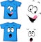 Printed blue T-shirt - funny face - vector