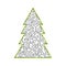 Printed circuit board black and white computer technology christmas tree card template, vector