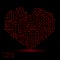 Printed dark red electrical circuit board heart symbol eps10
