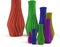 Printed object vase set 3d illustration isolated