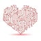 Printed red electrical circuit board heart symbol eps10