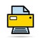 Printer document web shadow icon, printout machine technology flat sign vector illustration
