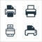 printer and fax line icons. linear set. quality vector line set such as inkjet, inkjet, printer