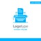 Printer, Fax, Print, Machine Blue Solid Logo Template. Place for Tagline