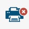 Printer icon, technology icon with cancel sign. Printer icon and close, delete, remove symbol