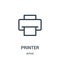 printer icon vector from office collection. Thin line printer outline icon vector illustration