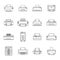 Printer office copy document icons set outline style