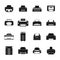 Printer office copy document icons set simple style