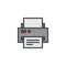 Printer and paper document filled outline icon