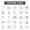 Printers line icons, signs, vector set, outline illustration concept