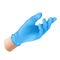 PrintHuman hand wearing blue latex medical glove. Realistic vector illustration of sterile rubber protective hygiene equipment for