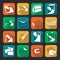 Printing house web flat color icons set