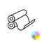 Printing rollers icon. 3D typography print symbol with round drums and paper sheet of newspaper or magazine.