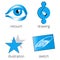 Printing shop services blue icons set. Part 4