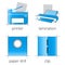 Printing shop services blue icons set. Part 6