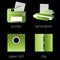 Printing shop services green icons set. Part 6