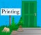 Printing text with front door background.
