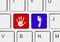 Printout of hand and foot on computer keys