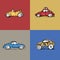 Prints cars of blue red yellow khaki