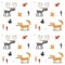 PrintSeamless cute animal autumn pattern fox, deer, moose