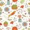 PrintSeamless pattern with plants birds leaves