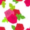 PrintSeamless pattern with roses silhouette. Vector pattern for cushion and pillow, bandanna, kerchief or shawl fabric print.