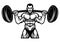 PrintStrong Powerlifting and Bodybuilding Athlete with Big Barbel Black and White Illustration