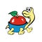 PrintTurtle apple tomato. Funny wild vector animal character corporate logo for cargo company, agriculture, food, fruit or juice