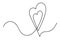 PrintTwo hearts, continuous line, love concept, vector