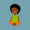 PrintÑŽ Cute African American girl. The baby is sitting. Cartoon African girl. The girl winks.