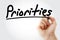 Priorities text with marker, business concept background