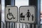 Priority seat symbol for disabled and family on airport