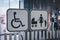 Priority seat symbol for disabled and family on airport
