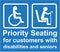 Priority Seating for customers with disabilities and seniors sign Vector