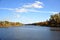 Pripyat River, Europe, Belarus. Autumn river landscape