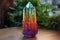 prismatic crystal with light refracting into rainbow colors