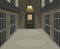Prison cell corridor in dark scene concept in cartoon illustration vector