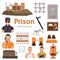 Prison color flat icons set for web and mobile design