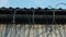 Prison fence, barbed wire, electric fence in a prison in slow motion. Border fence