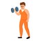 Prison man dumbbell icon, cartoon style