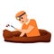 Prison person digging icon, cartoon style