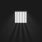 Prison room window with bars. The sun`s rays make their way through the window. Jail cell interior. Vector